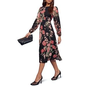 Reformation Luanne Floral Back Keyhole Midi Dress
